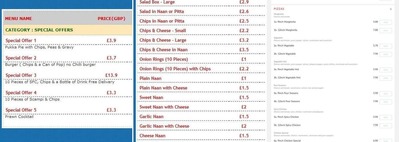 Briggs Fish Bar Menu