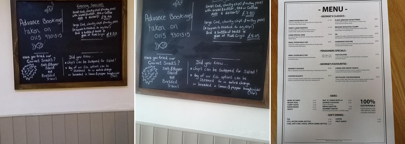 George's Tradition Ilkeston Menu