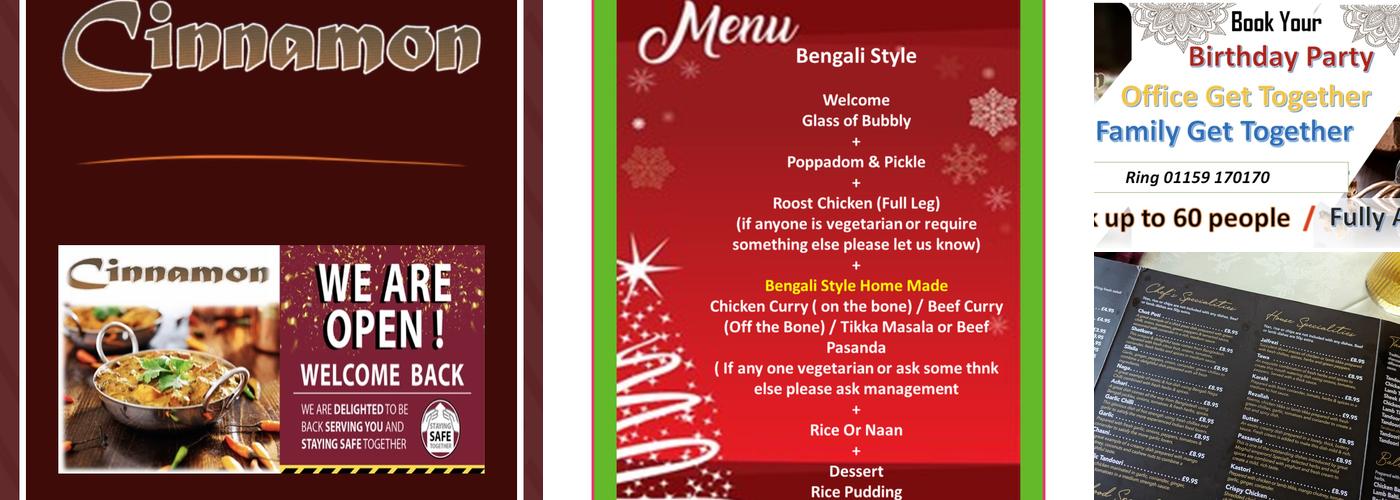 Cinnamon Indian Restaurant Menu