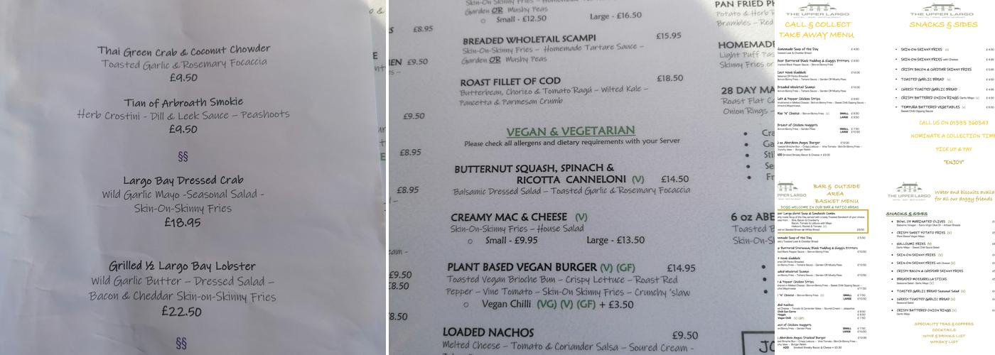 Upper Largo Hotel & Restaurant Menu