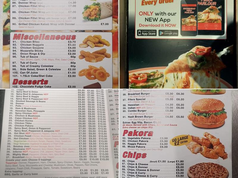 Dave Shorehead Pizza Parlour Menu