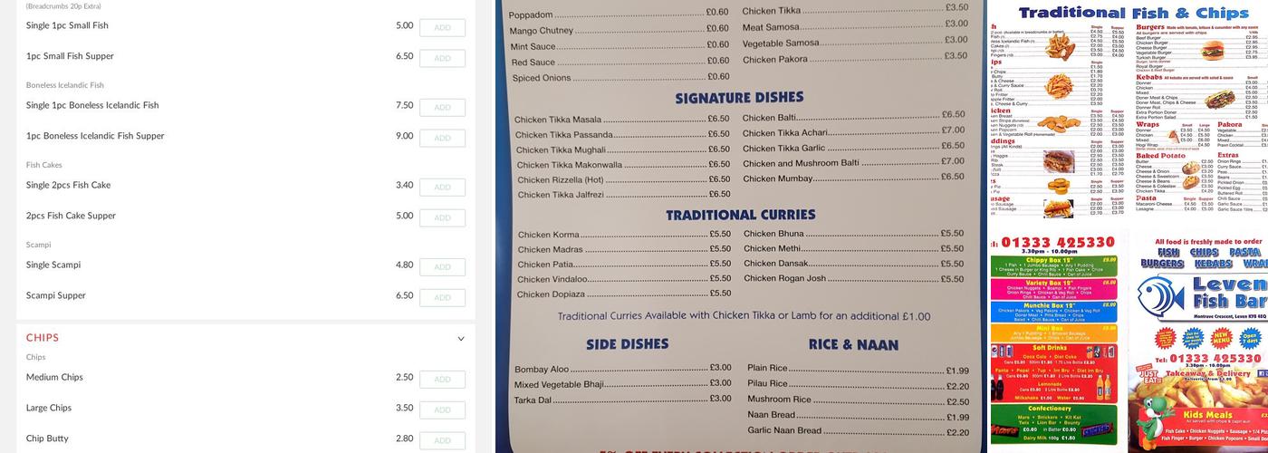 Leven Fish Bar Menu