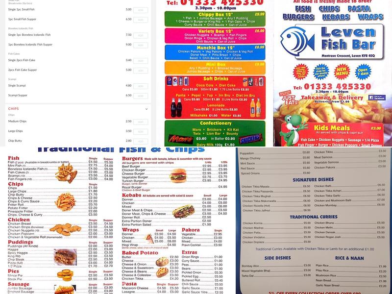 Leven Fish Bar Menu