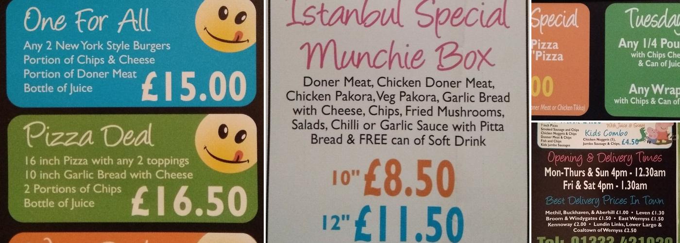 Istanbul Turkish Takeaway Methil Menu