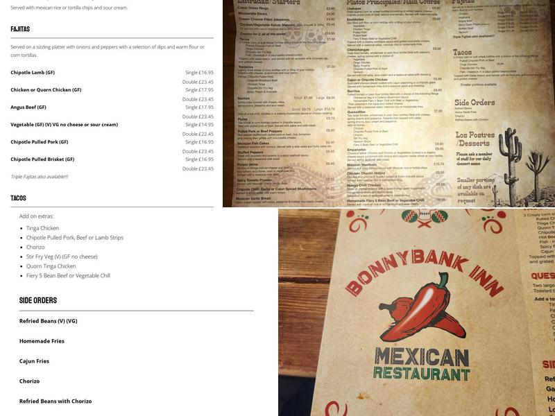 The Bonnybank Inn Menu