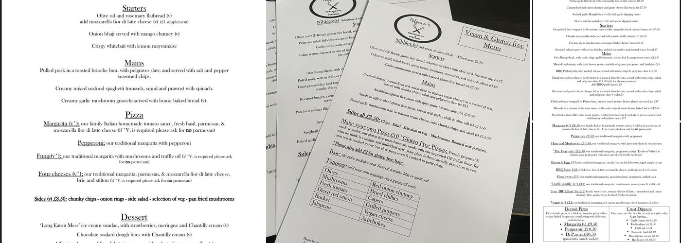 Pelgraves Restaurant And Pizzeria Menu