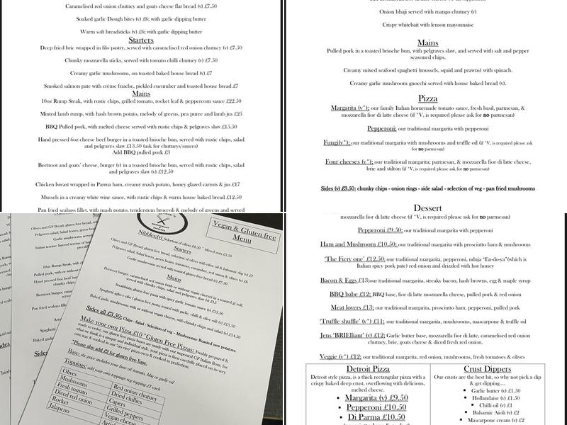 Pelgraves Restaurant And Pizzeria Menu