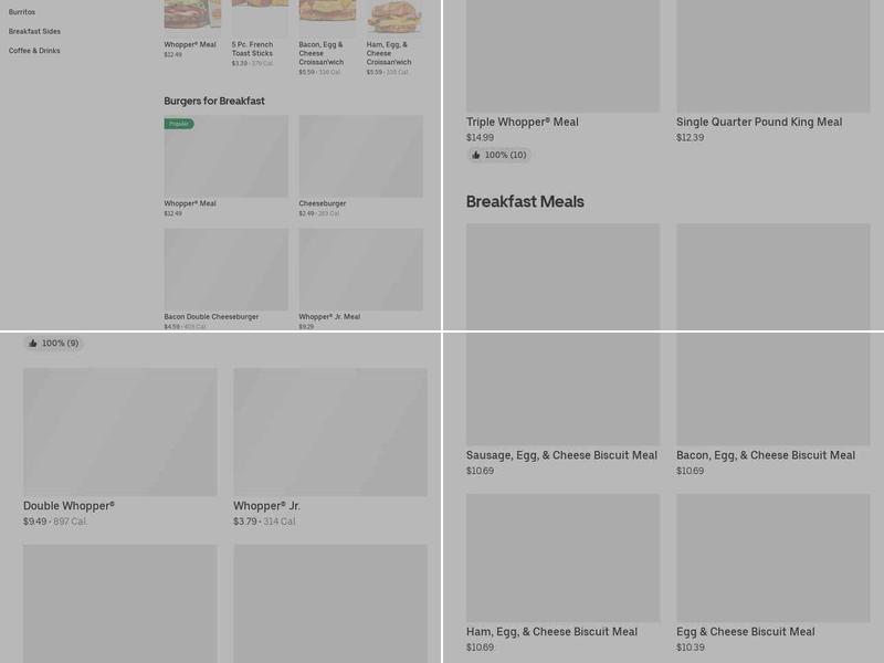 Burger King Menu