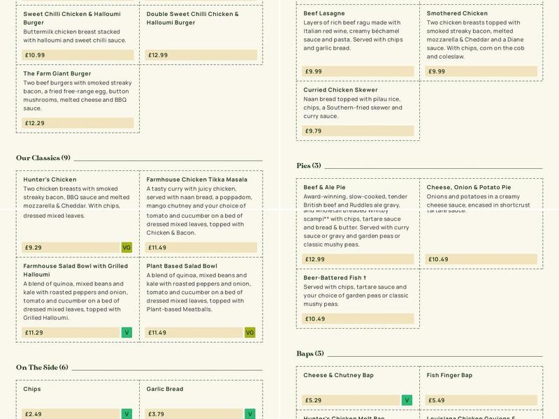 Cedar Tree Farm - Dining & Carvery Menu