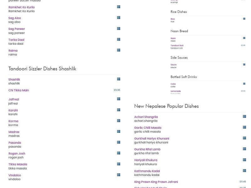 Kathmandu Gurkha II Menu
