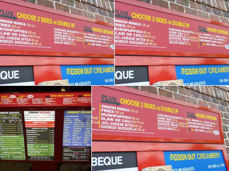 Cook Out Menu