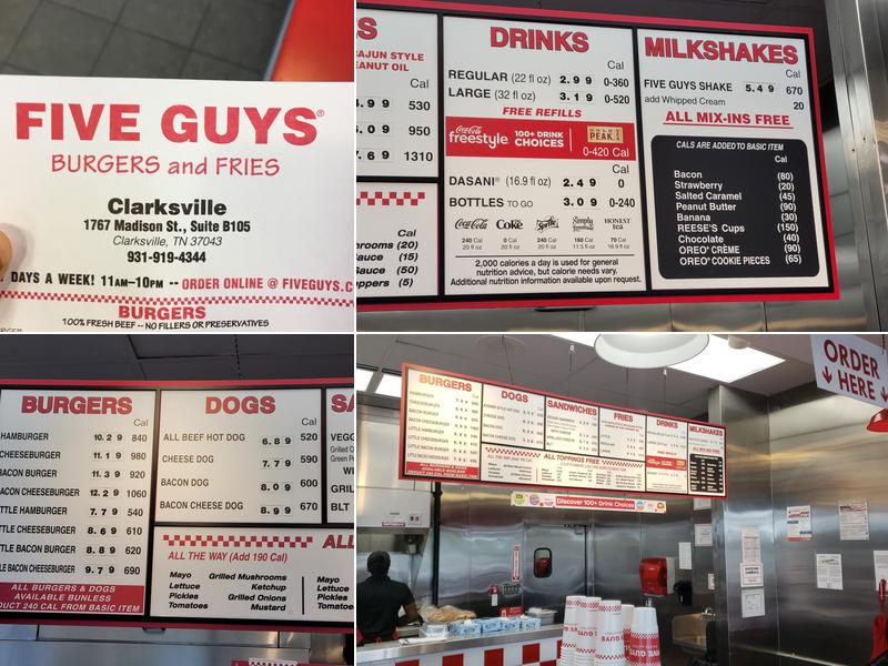 Five Guys Menu