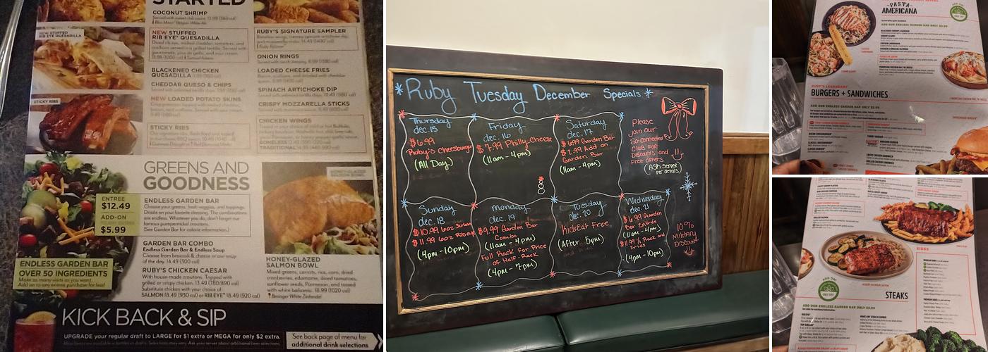 Ruby Tuesday Menu