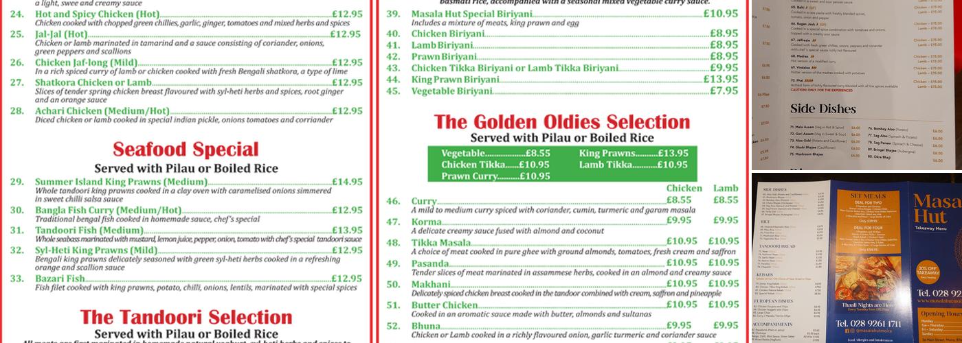 Masala Hut Menu