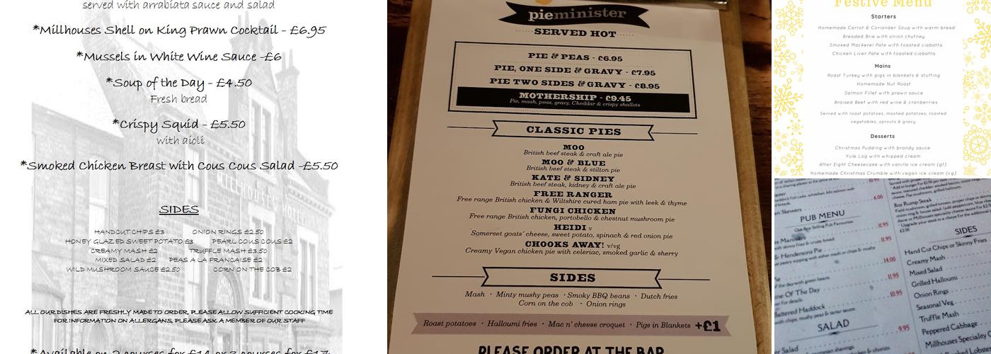 The Millhouses Pub Menu