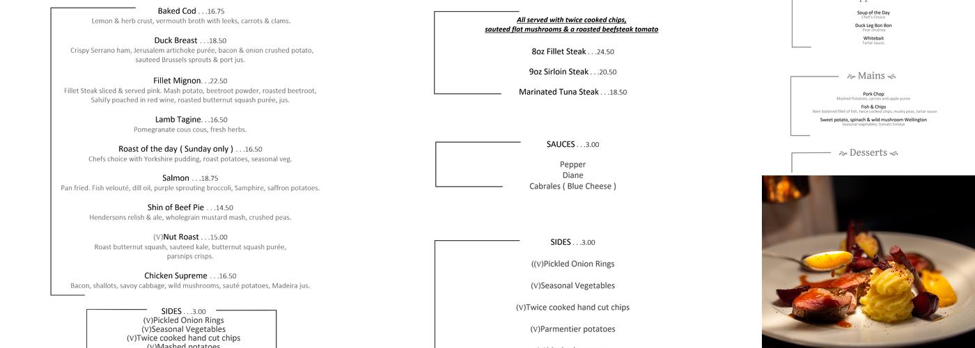 The Dore Grill Restaurant Menu