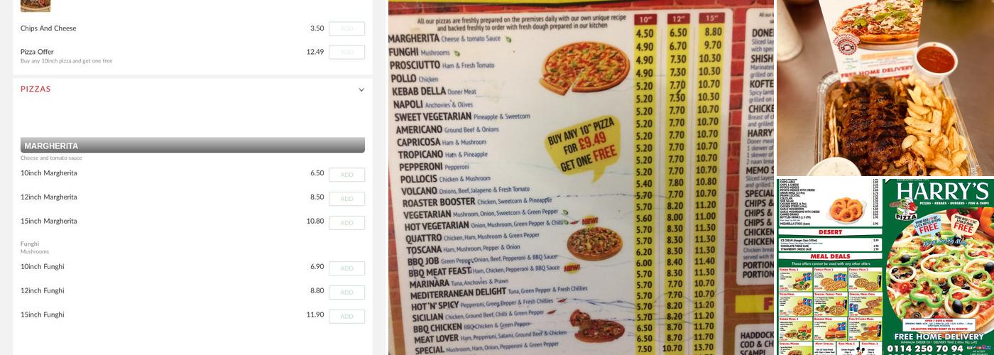 Harrys Pizza Menu