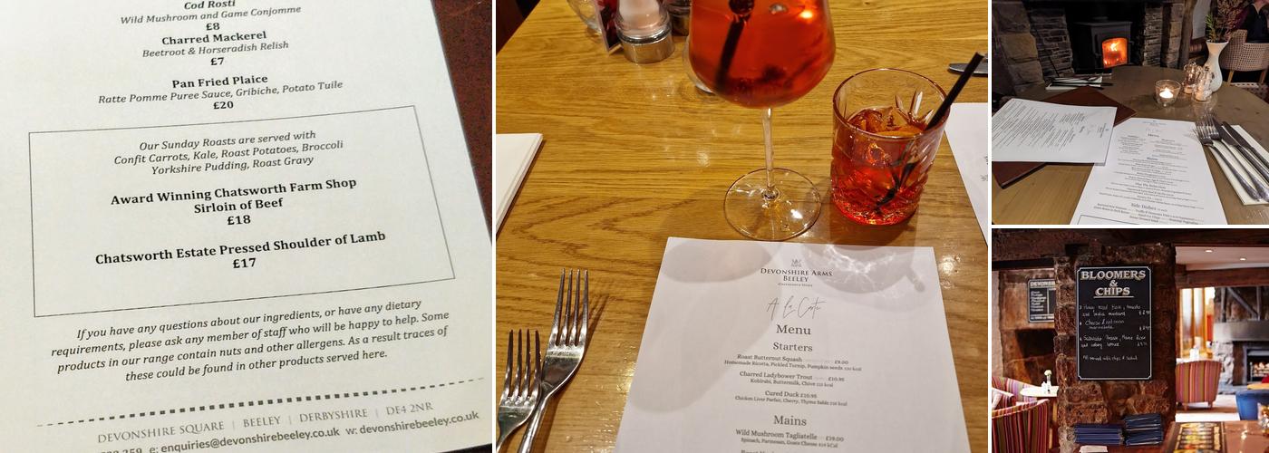 The Devonshire Arms at Beeley Menu