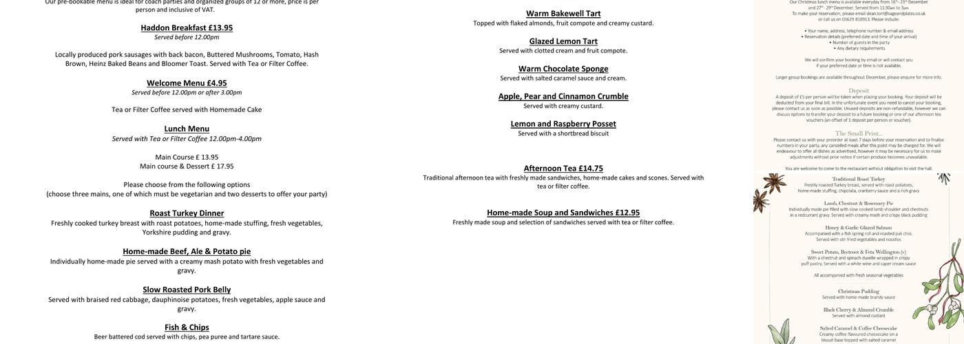 Haddon Hall Menu