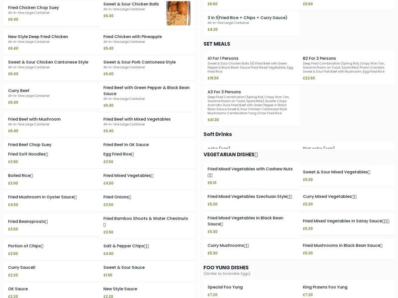 The Great Panda Restaurant Menu