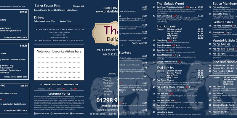 Thai Delight Menu