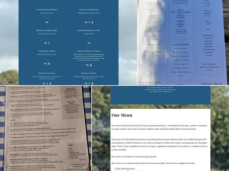 The Ferry Inn Menu