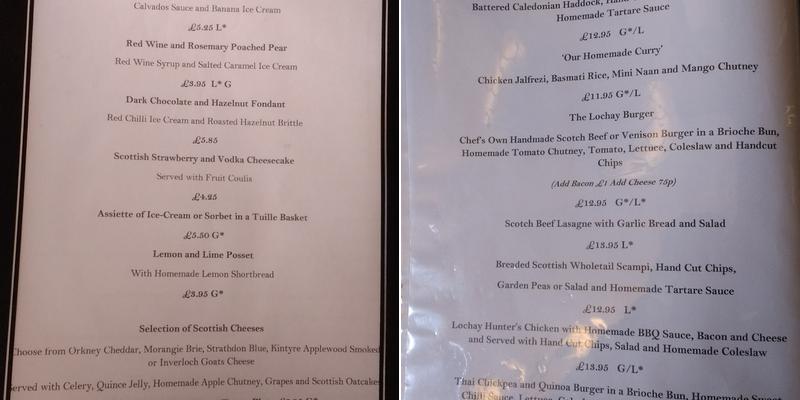 The House At Bridge Of Lochay Menu