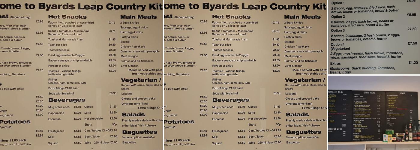 Byards Leap Country Kitchen Menu