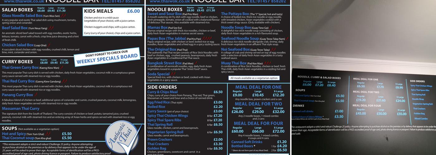 Thai Wok Noodle Bar Menu