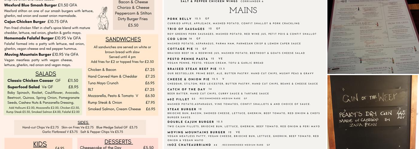 Hare & Hounds Menu
