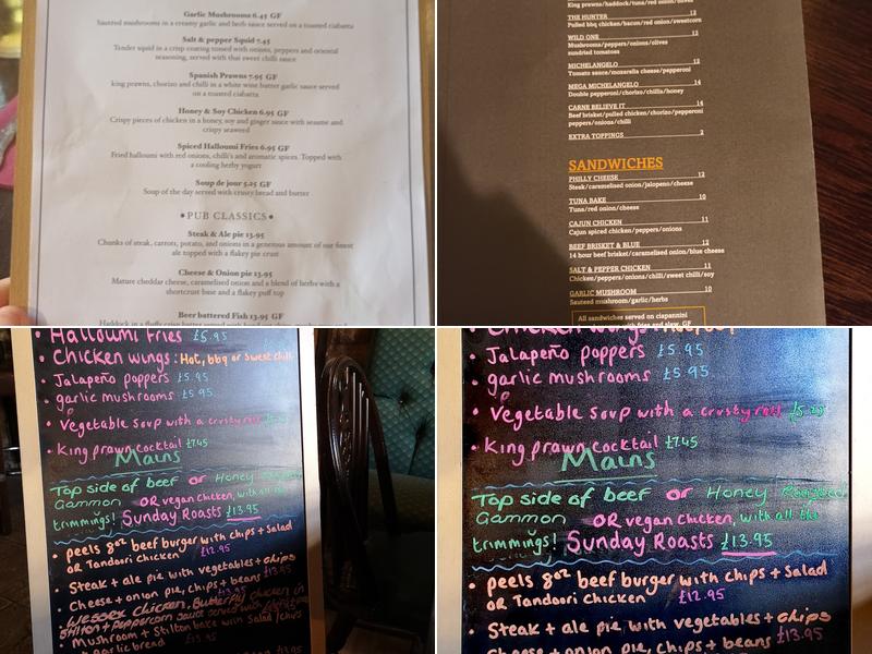 Peels Arms Hotel Menu