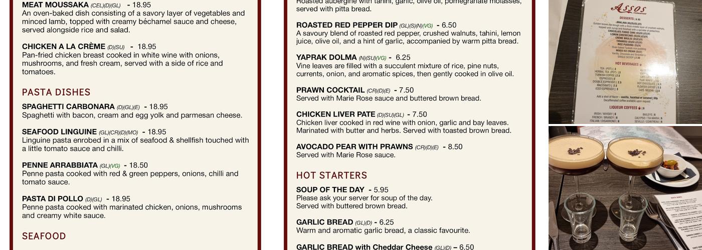 Assos Restaurant - Steak, Wine and Meze House Menu