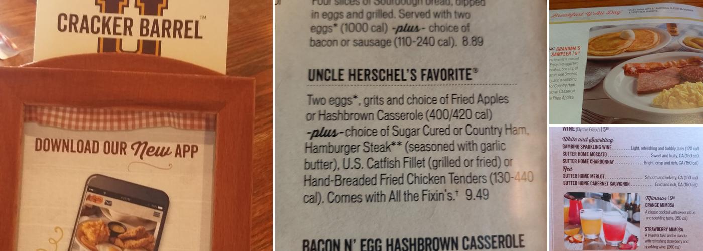 Cracker Barrel Old Country Store Menu