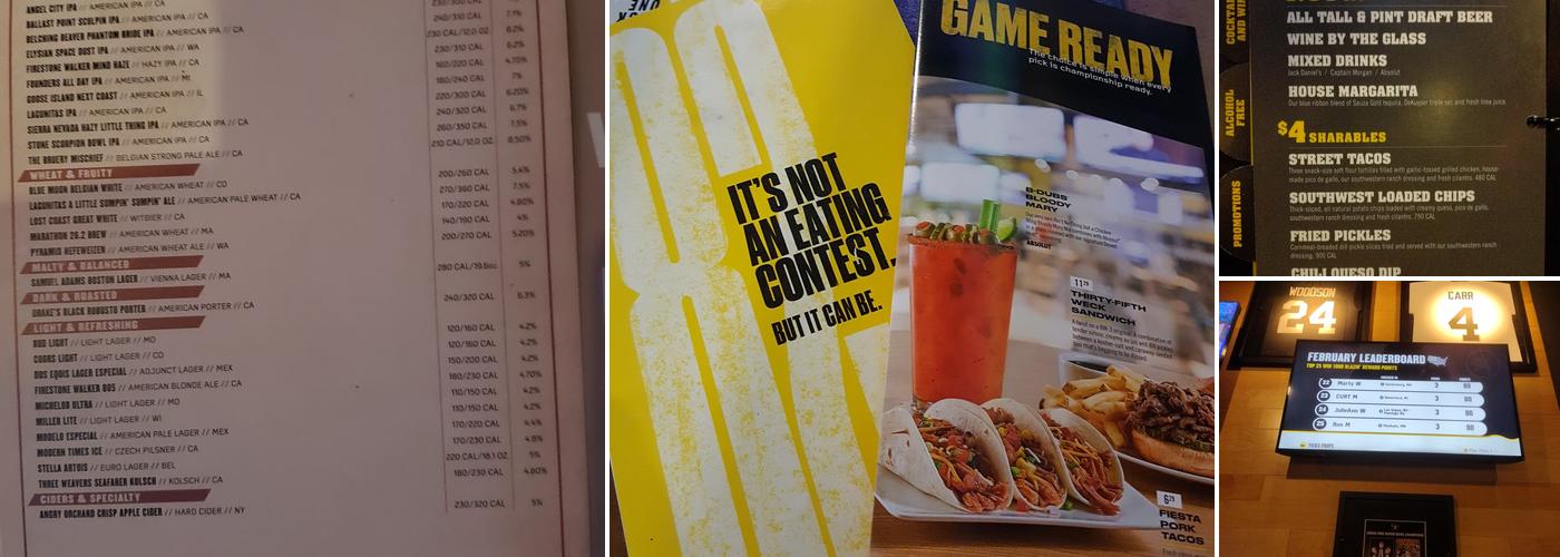 Buffalo Wild Wings Menu