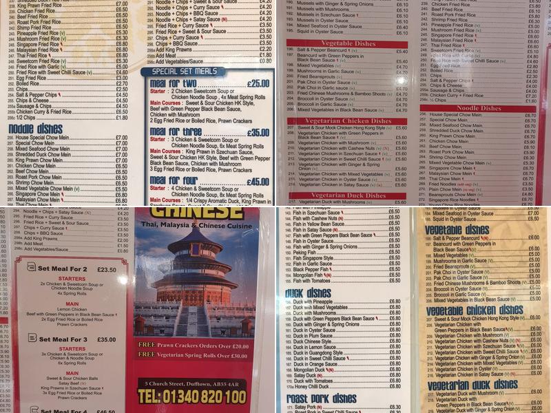 Castle Chinese Takeaway Menu