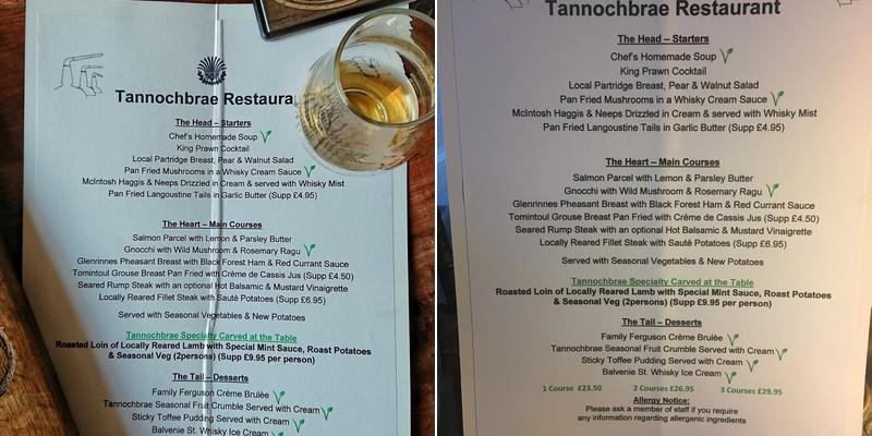 The Tannochbrae Menu