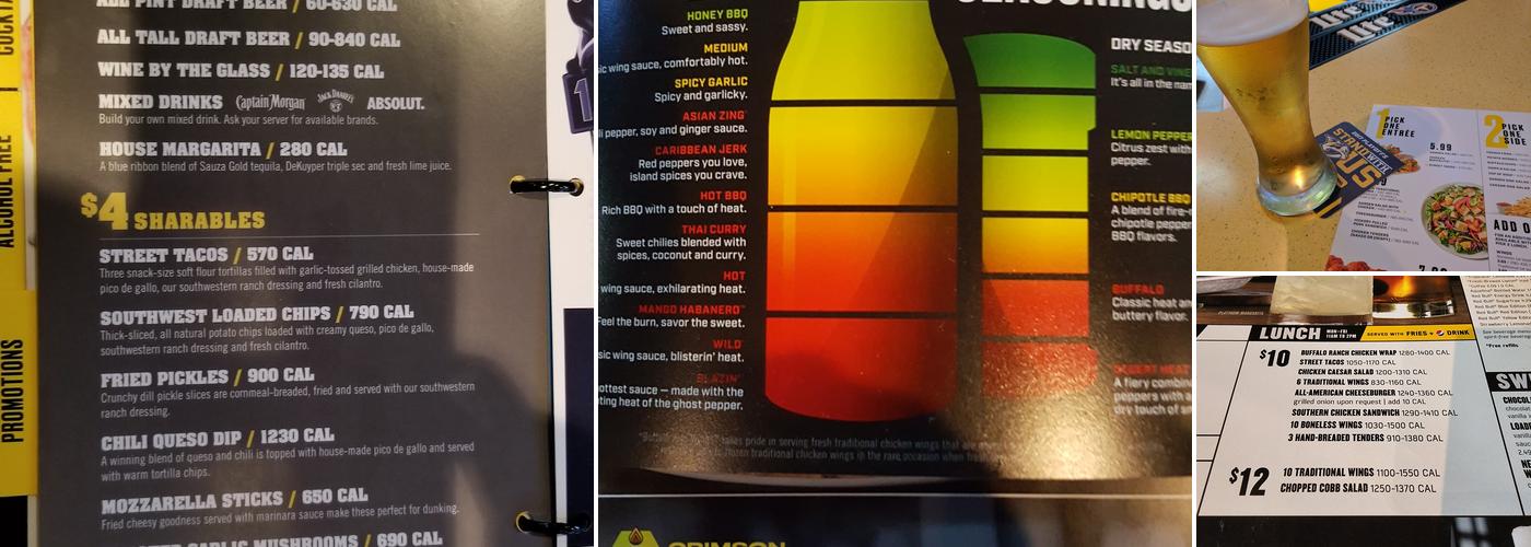 Buffalo Wild Wings Menu
