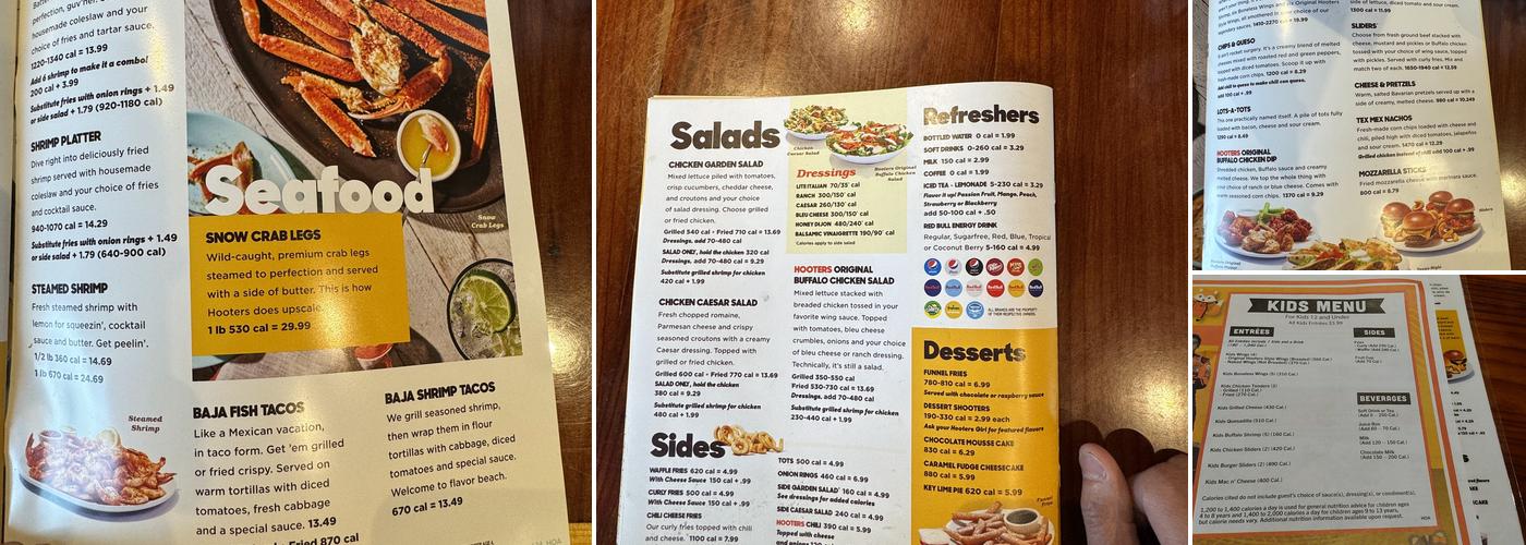 Hooters Menu