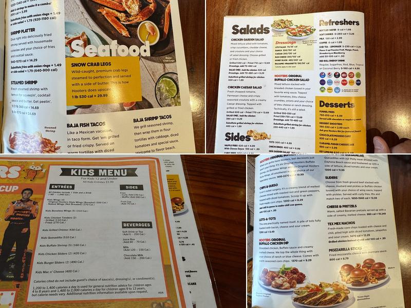 Hooters Menu