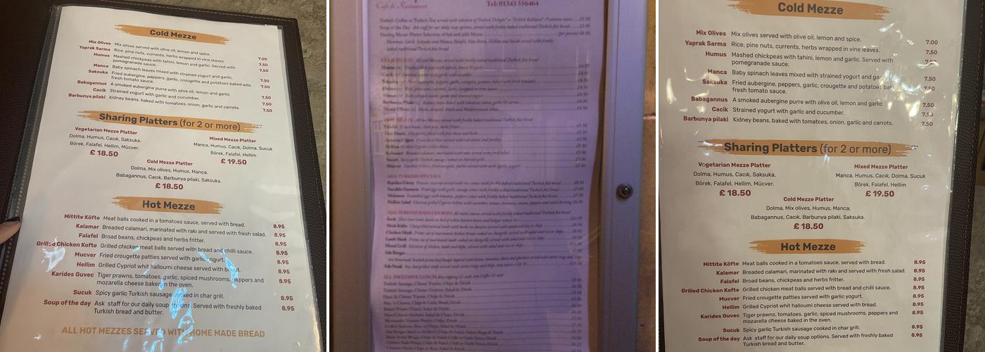 Ada Turkish | Café And Restaurant Menu