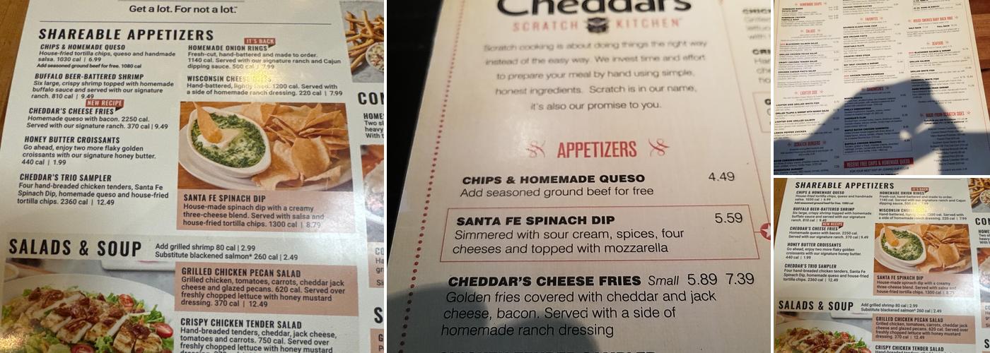 Cheddar's Scratch Kitchen Menu