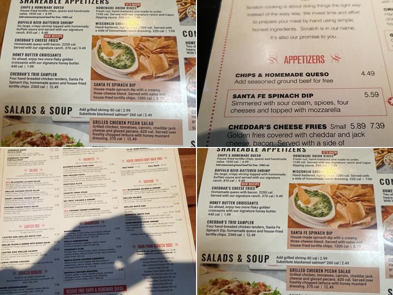 Cheddar's Scratch Kitchen Menu