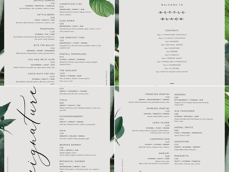 Kettle Black Sheffield Menu