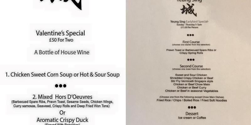 Yeung Sing Takeaway Menu