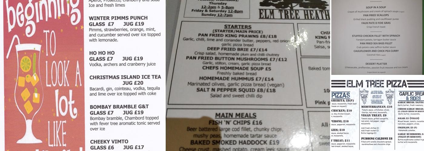 The Elm Tree Menu