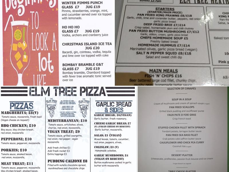 The Elm Tree Menu