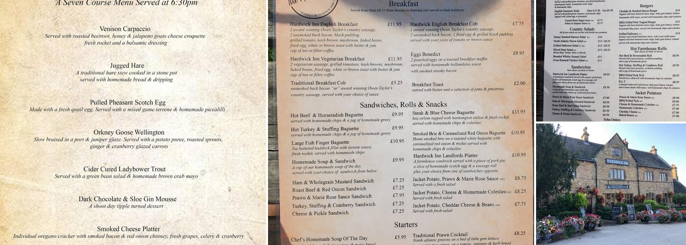 The Hardwick Inn Menu