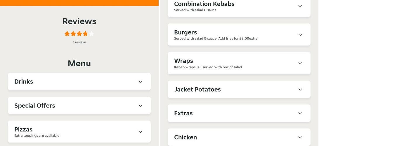 Clowne Charcoal Grill, Pizza & Kebab House Menu