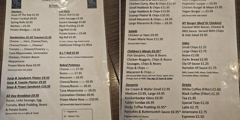 Cafe Bluebell Menu