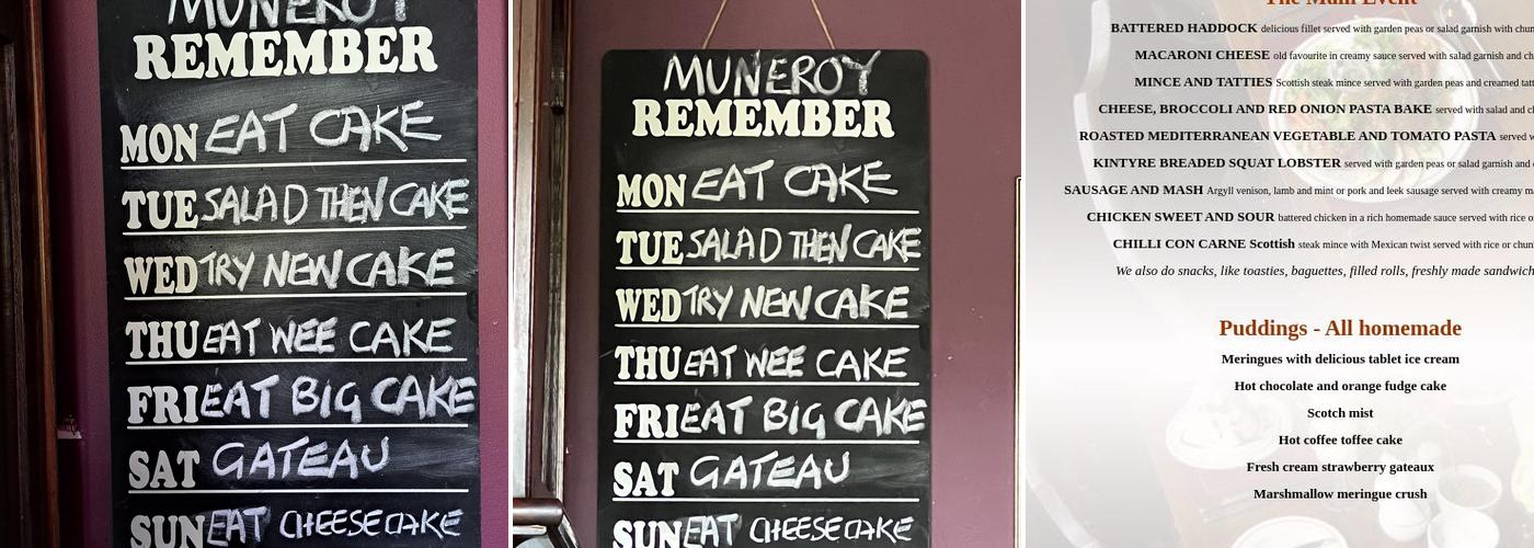 Muneroy Stores & Tea Rooms Menu
